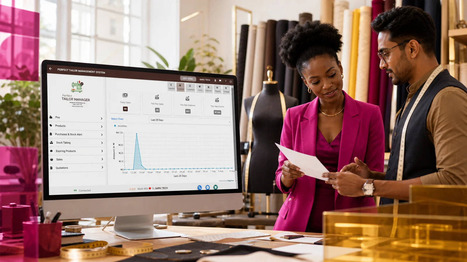 Perfect Tailor Manager in a professional work environment